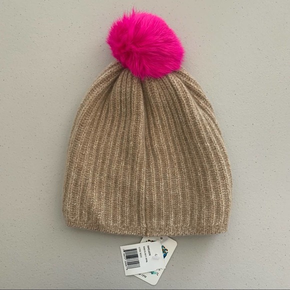 Portolano Cashmere/Extra Fine Wool/Silk Blend Beanie with Real Rabbit Fur - Picture 2 of 5